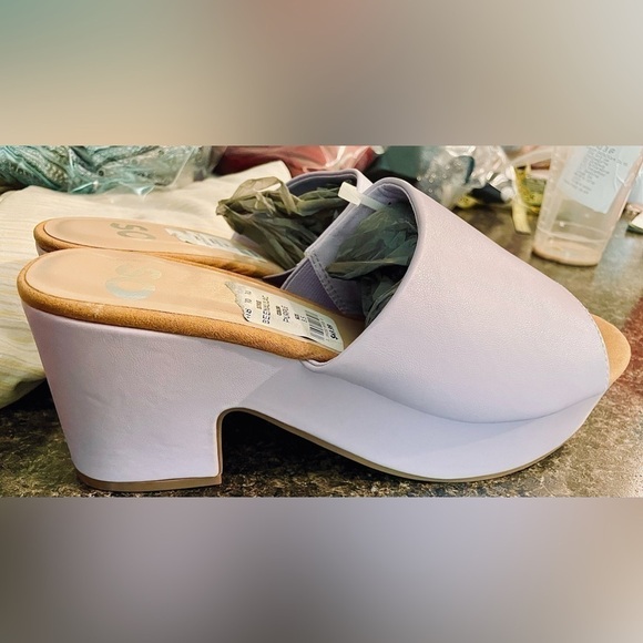 🌟HP🌟 LILAC LAVENDER Chunky Heel Mules Clogs Platform Summer Spring Picnic 90s - Picture 3 of 16